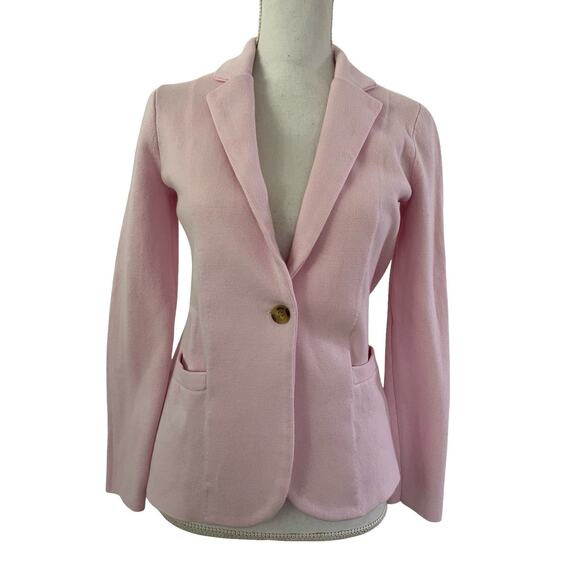 J Crew Womens Cotton Schoolboy Sweater Blazer Size XS Light Pink Preppy Academia - Picture 1 of 8